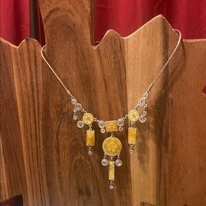 pilgrim danish  design Elegant Silver and Yellow Necklace 15” +3” extender